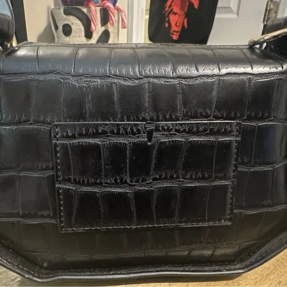 Sans Beast Black Vegan Leather Croc-Texture Crossbody Bag Mini Sanctuary - Picture 7 of 7